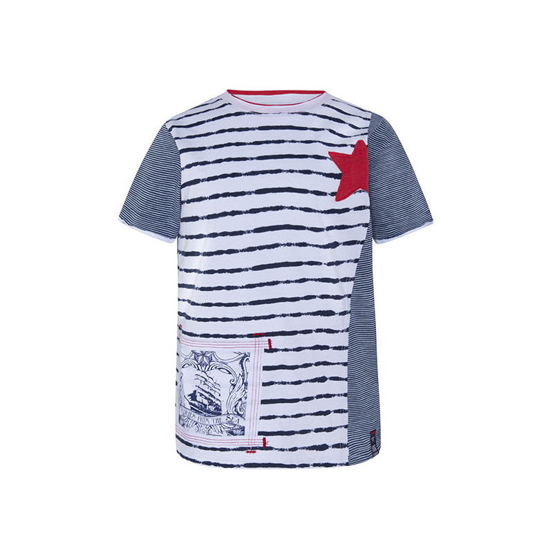 Tricou din bumbac cu imprimeu poziționat asimetric cu stea pentru băieți  34818