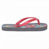 Flip-flops-uri cu imprimeu floral gri și curea roșie pentru fete Tuc Tuc 34855 
