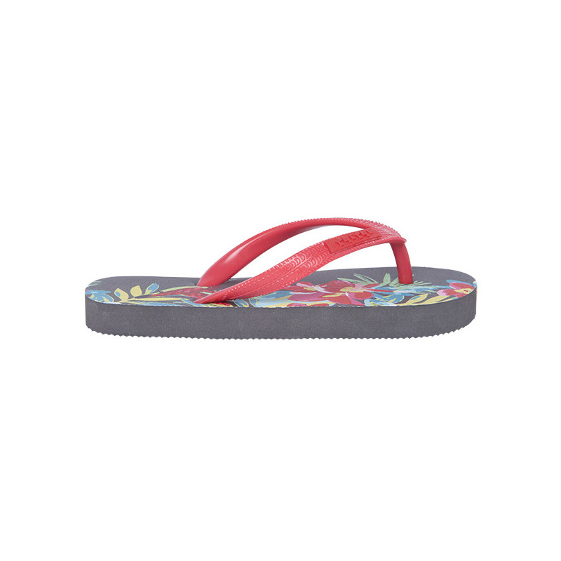 Flip-flops-uri cu imprimeu floral gri și curea roșie pentru fete  34855