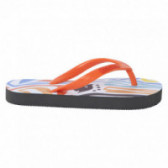 Flip-flops-uri gri cu imprimeu portocaliu și curea portocalie pentru fete Tuc Tuc 34886 