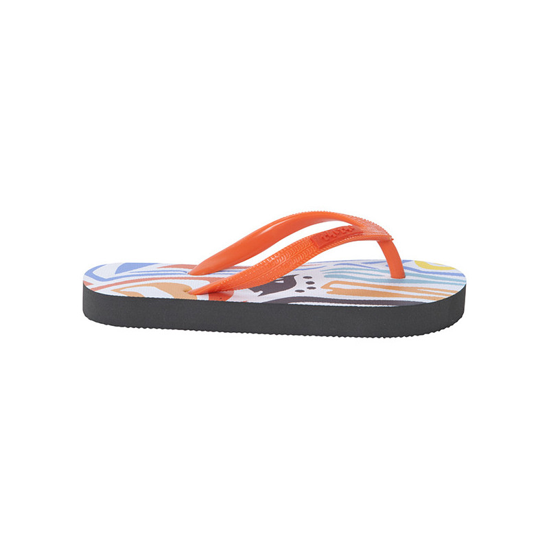 Flip-flops-uri gri cu imprimeu portocaliu și curea portocalie pentru fete  34886