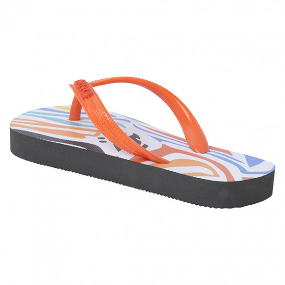 Flip-flops-uri gri cu imprimeu portocaliu și curea portocalie pentru fete Tuc Tuc 34888 3