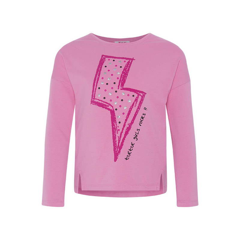 Bluză cu mânecă lungă, de culoare roz, din bumbac, pentru fete  34946