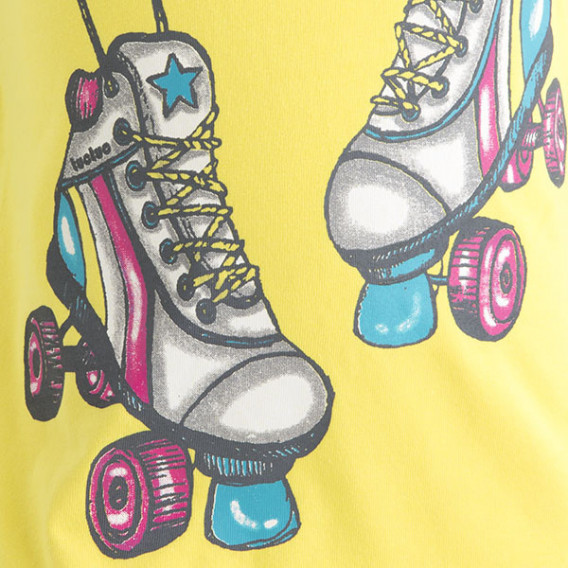 Bluză de bumbac galben, cu mâneci scurte și patine cu imprimeu pentru fete Tuc Tuc 34972 3