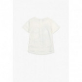 Bluză din bumbac de culoare albă cu mâneci scurte și capse pe umăr  pentru fete Boboli 35174 2