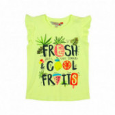 Tricou fără mâneci din bumbac de culoare verde cu imprimeu colorat pentru fete Boboli 35192 
