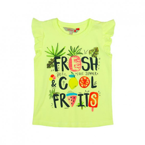 Tricou fără mâneci din bumbac de culoare verde cu imprimeu colorat pentru fete Boboli 35192 