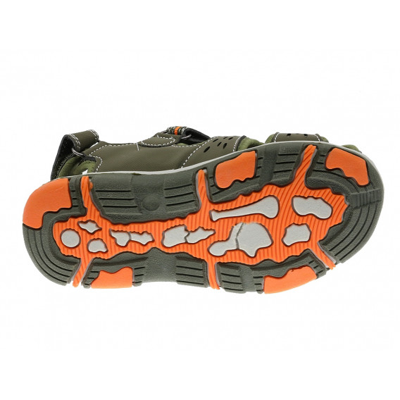 Sandale cu accente portocalii și branț din piele, verde Beppi 360686 2