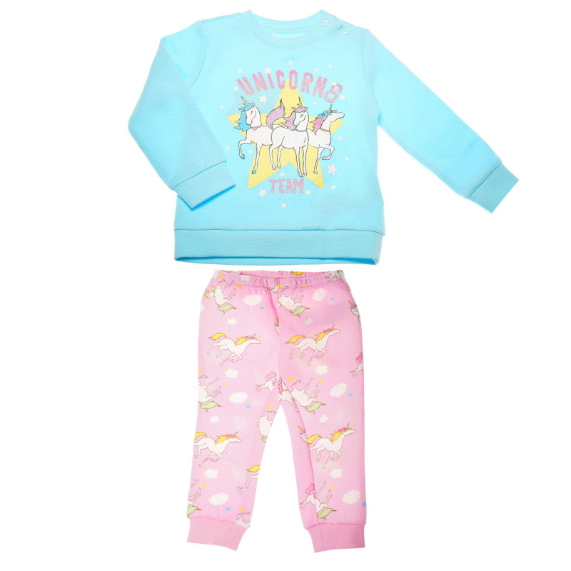 Pijamale de bumbac cu imprimeu unicorn pentru fete  36492