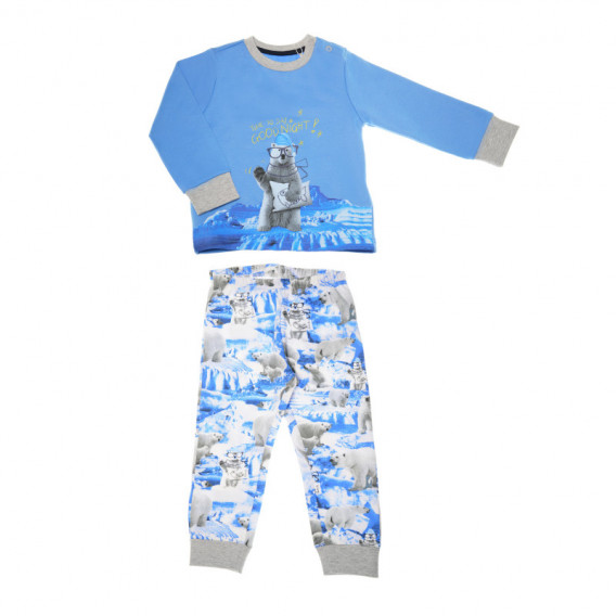 Pijamale de bumbac în culoare albastră cu un imprimeu de urs pentru băieți Chicco 36545 