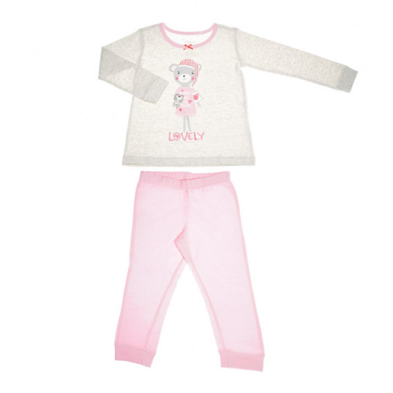 Pijamale de bumbac cu un imprimeu de urs pentru fete, multicolore Chicco 36566 