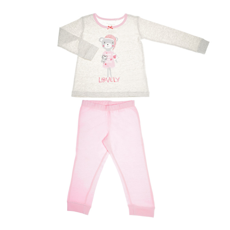 Pijamale de bumbac cu un imprimeu de urs pentru fete, multicolore  36566
