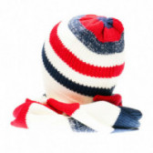 Fes și fular tricotat cu dungi roșii și albastre pentru băieți Chicco 36691 2