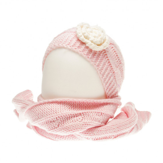 Set tricotat pentru fetițe format din căciulă și fular roz Chicco 36863 