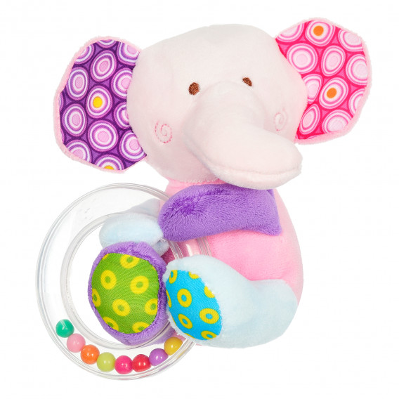 Elefant de pluș cu o jucărie rotundă pentru cărucior sau pătuț Lorelli 369268 2