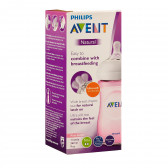 Biberon din polipropilenă Natural, cu tetină 1 orificiu, 1+ luni, 260 ml, roz Philips AVENT 370048 4