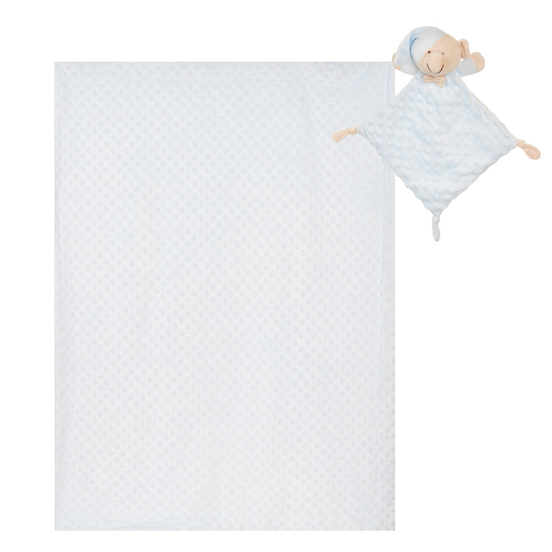 Pătură 80 x 100 cm cu urs moale, pentru bebeluși, albastru  370229