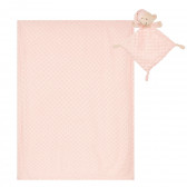 Pătură 80 x 100 cm cu urs moale, pentru bebeluși, roz Inter Baby 370235 