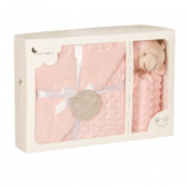 Pătură 80 x 100 cm cu urs moale, pentru bebeluși, roz Inter Baby 370240 6
