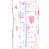 Sticlă de culoare roz din polipropilenă, First choice, control Termo cu tetină debit mediu pentru 0-6 luni, 300 ml. NUK 371070 4