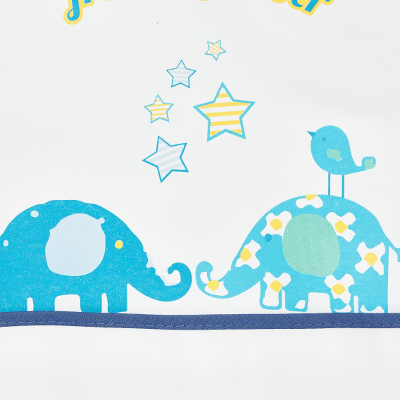 Babețică impermeabilă cu margini albastre și imagine cu elefanți Mycey 371150 2