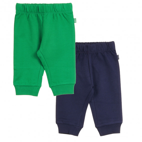 Set de doi pantaloni din bumbac, de culoare verde și albastru închis pentru băieți Chicco 371156 