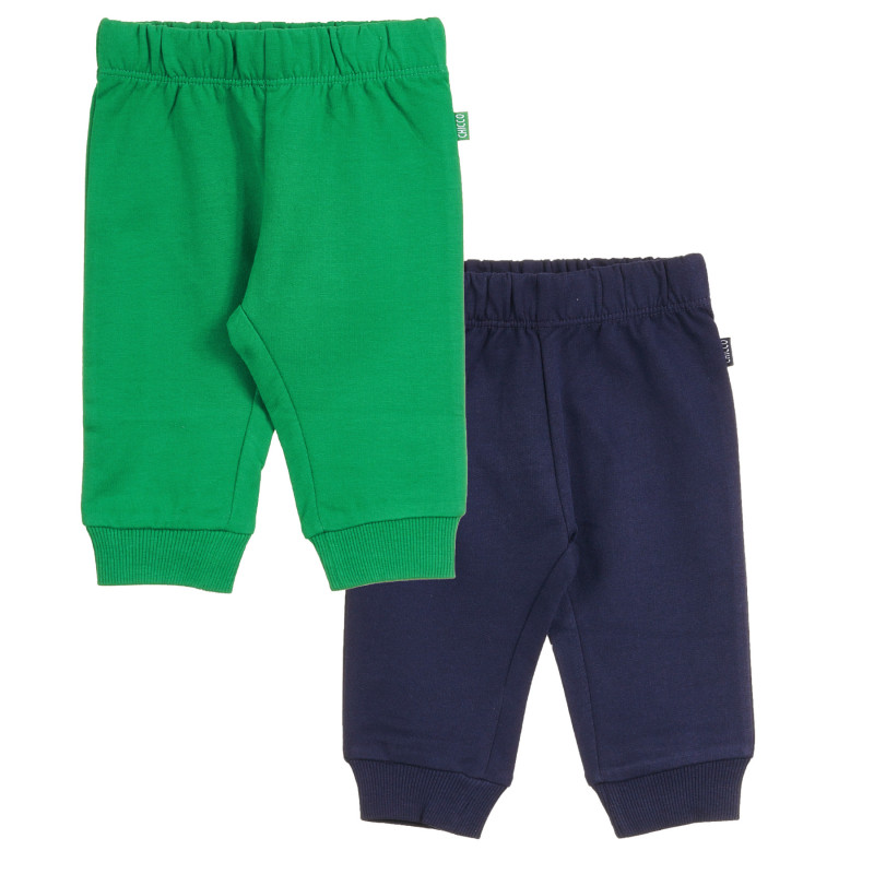 Set de doi pantaloni din bumbac, de culoare verde și albastru închis pentru băieți  371156
