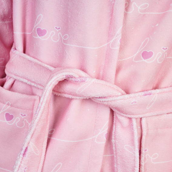 Halat de baie roz cu imprimeu de inimioare pentru copii 8-10 ani Aglika 371175 3