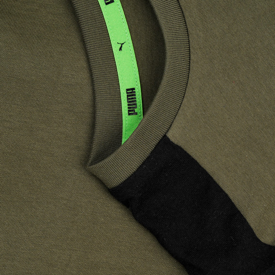 Bluză din bumbac cu mâneci lungi și logo, verde Puma 371179 4