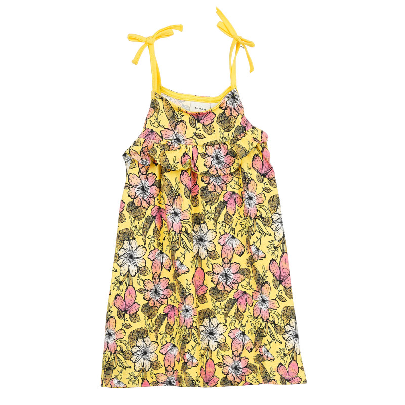 Rochie galbenă cu un imprimeu floral pentru fete  371197