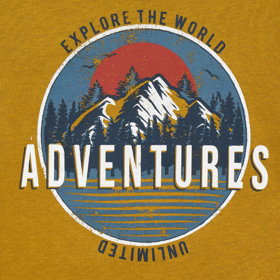  Tricou maro din bumbac organic cu imprimeu „Adventures” pentru băieți NAME IT cu mâneci lungi și decolteu rotund Name it 371226 2
