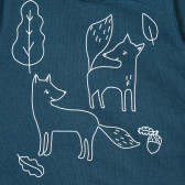 Tricou din bumbac albastru Pinokio, broderie „Vulpea în pădure”, pentru băieți Pinokio 371252 2