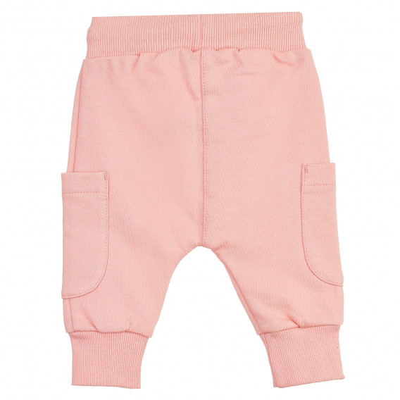 Pantaloni din bumbac cu aplicație de inimă cusută pentru bebeluși, roz Pinokio 371262 5