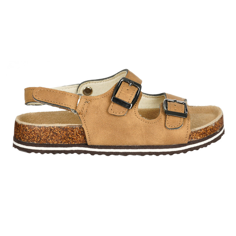 Sandale cu branț din piele, de culoare maro  371367