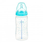 Sticlă de culoare albastră din polipropilenă, control Termo cu tetină debit mediu pentru 0-6 luni, 300 ml. NUK 371389 2