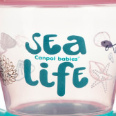 Pahar de polipropilenă fără vărsare, Sea Life 230 ml., 9+ luni, roz Canpol 371469 5