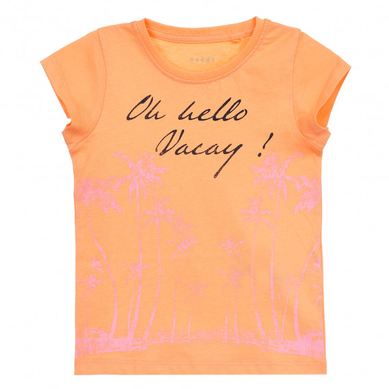 Tricou cu imprimeu grafic pentru fete, portocaliu Name it 371485 