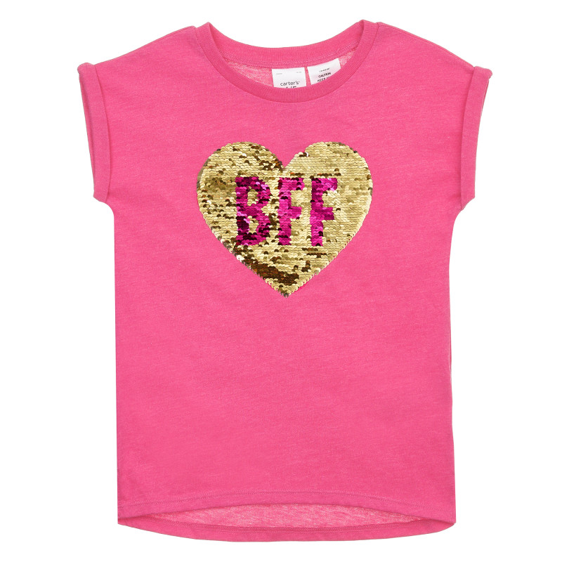 Tricou roz cu imagine schimbătoare - Inimă, pentru fete  371489