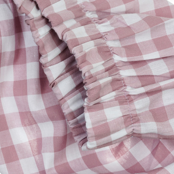 Pantaloni scurți din bumbac în carouri pentru bebeluși în alb și roz Pinokio 371565 3