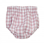 Pantaloni scurți din bumbac în carouri pentru bebeluși în alb și roz Pinokio 371566 4