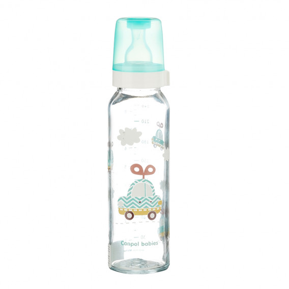 Biberon de sticlă cu tetină cu flux rapid pentru bebeluși de 1+ an, 240 ml.  Canpol 371876 2