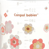Flacon nou-născut din polipropilenă cu tetină siliconică Flux mediu 3-6 luni și imagine cu flori, 240 ml Canpol 371902 4