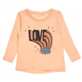 Tricou roz din bumbac NAME IT cu inscripția 'Love', pentru fete Name it 372013 