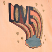 Tricou roz din bumbac NAME IT cu inscripția 'Love', pentru fete Name it 372014 2