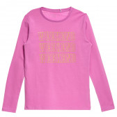 NAME IT bluză cu imprimeu 'Weekend', cu mâneci lungi, tricou roz din bumbac pentru fete Name it 372017 