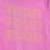 NAME IT bluză cu imprimeu 'Weekend', cu mâneci lungi, tricou roz din bumbac pentru fete Name it 372018 2