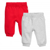 Set de două perechi de pantaloni pentru copii din bumbac pentru băieți gri și roșu Chicco 372082 1