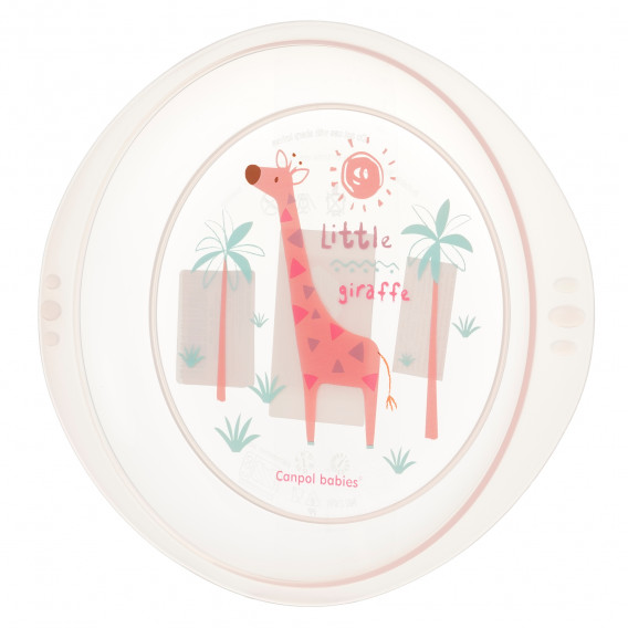 Placă - roz cu girafă, plastic Canpol 372313 2