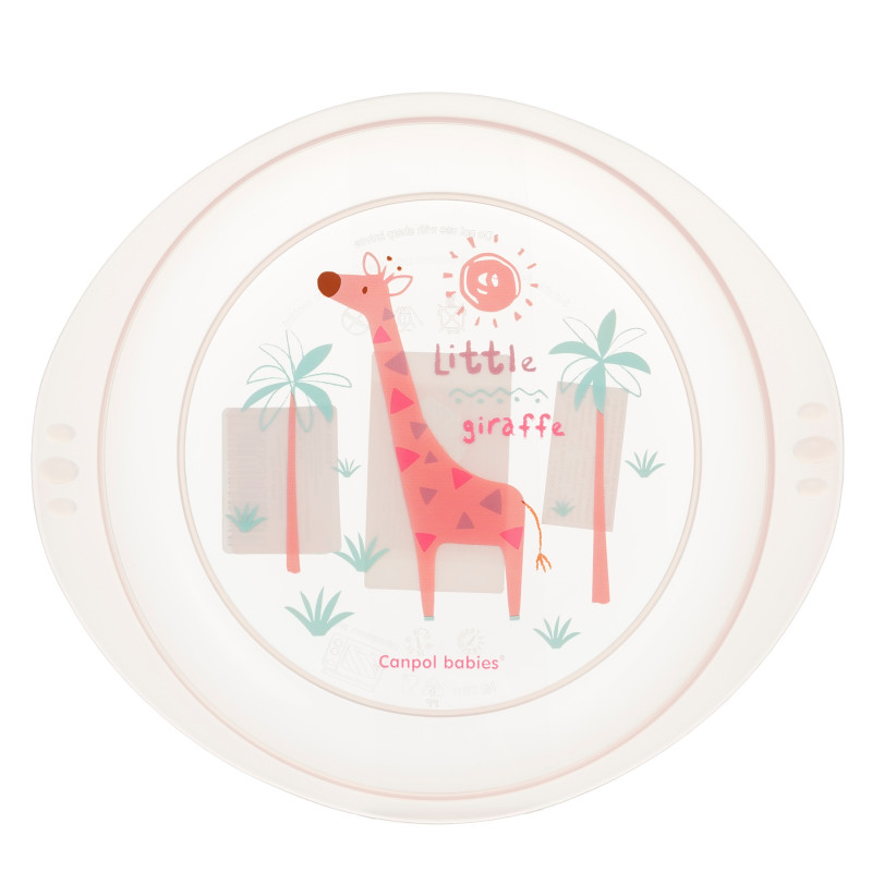 Placă - roz cu girafă, plastic  372314