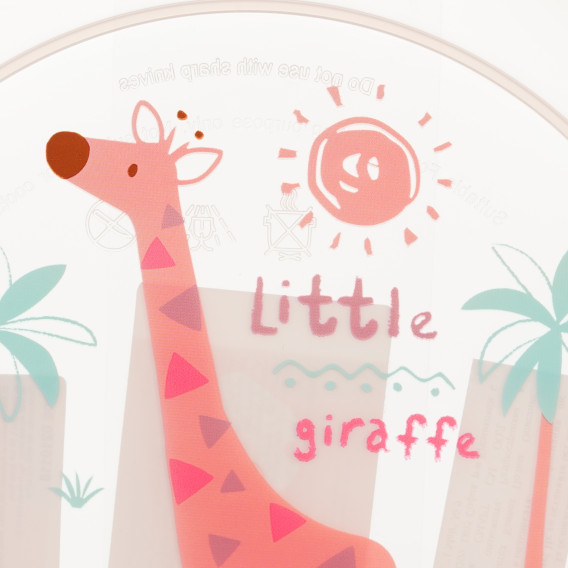 Placă - roz cu girafă, plastic Canpol 372316 4